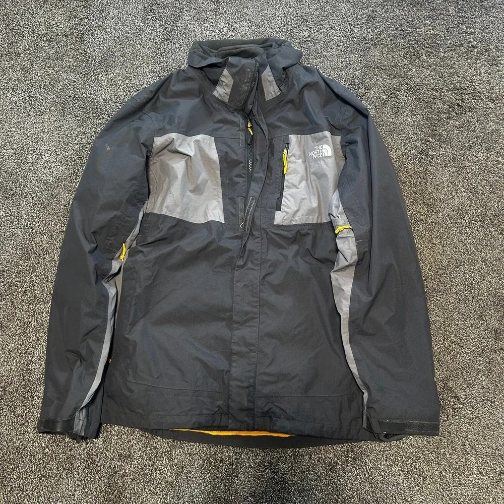 The North Face Rain Jacket Mens XL Black Grey Excellent Hooded Gorpcore Shell